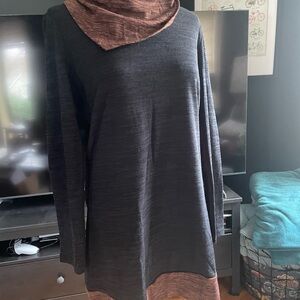 Stylish Black and Brown Sweater Long Sleeve Tunic/Dress